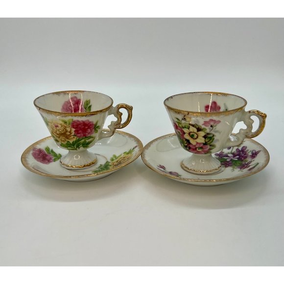 Norleans April Sweet Pea Cup and Saucer Aurora Borealis Lusterware Gold Rimmed - Picture 4 of 7